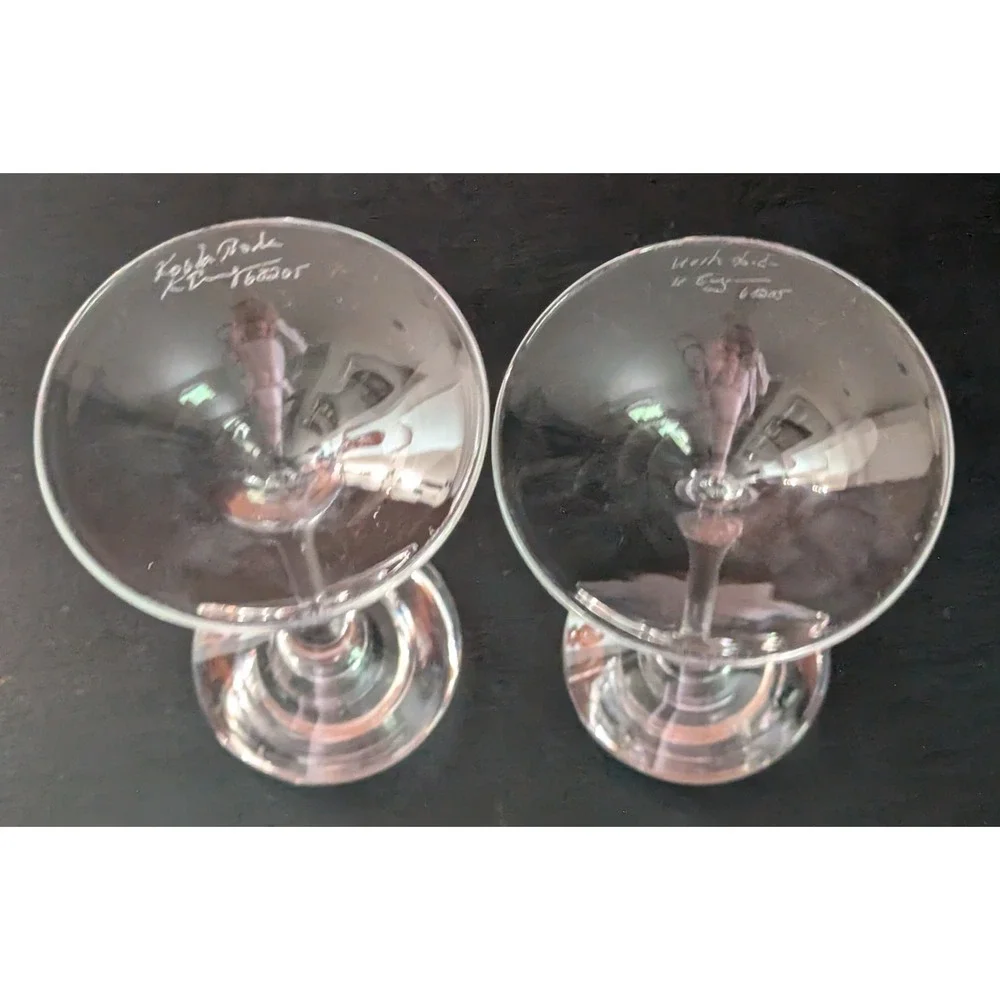 Kosta Boda Fanfare Crystal Candlesticks Set of 2 Signed & No. Kjell Engman 68205
